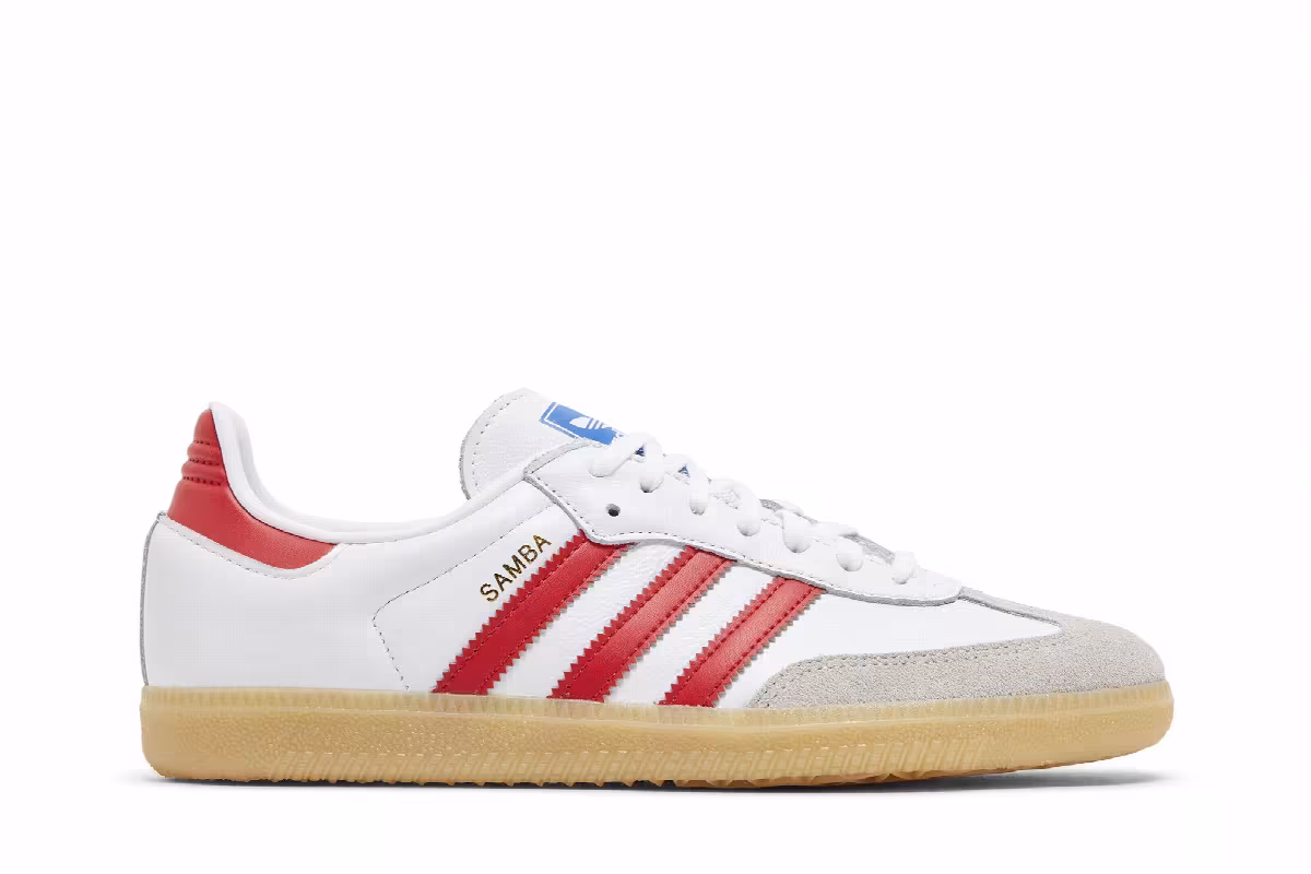 adidas Samba OG J White Collegiate Red Gum, view 2