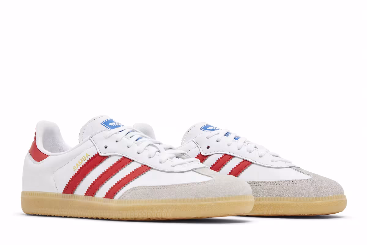 adidas Samba OG J White Collegiate Red Gum, view 9