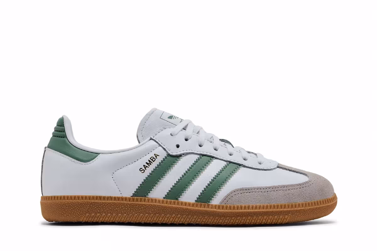 adidas Samba OG J White Silver Green, view 2