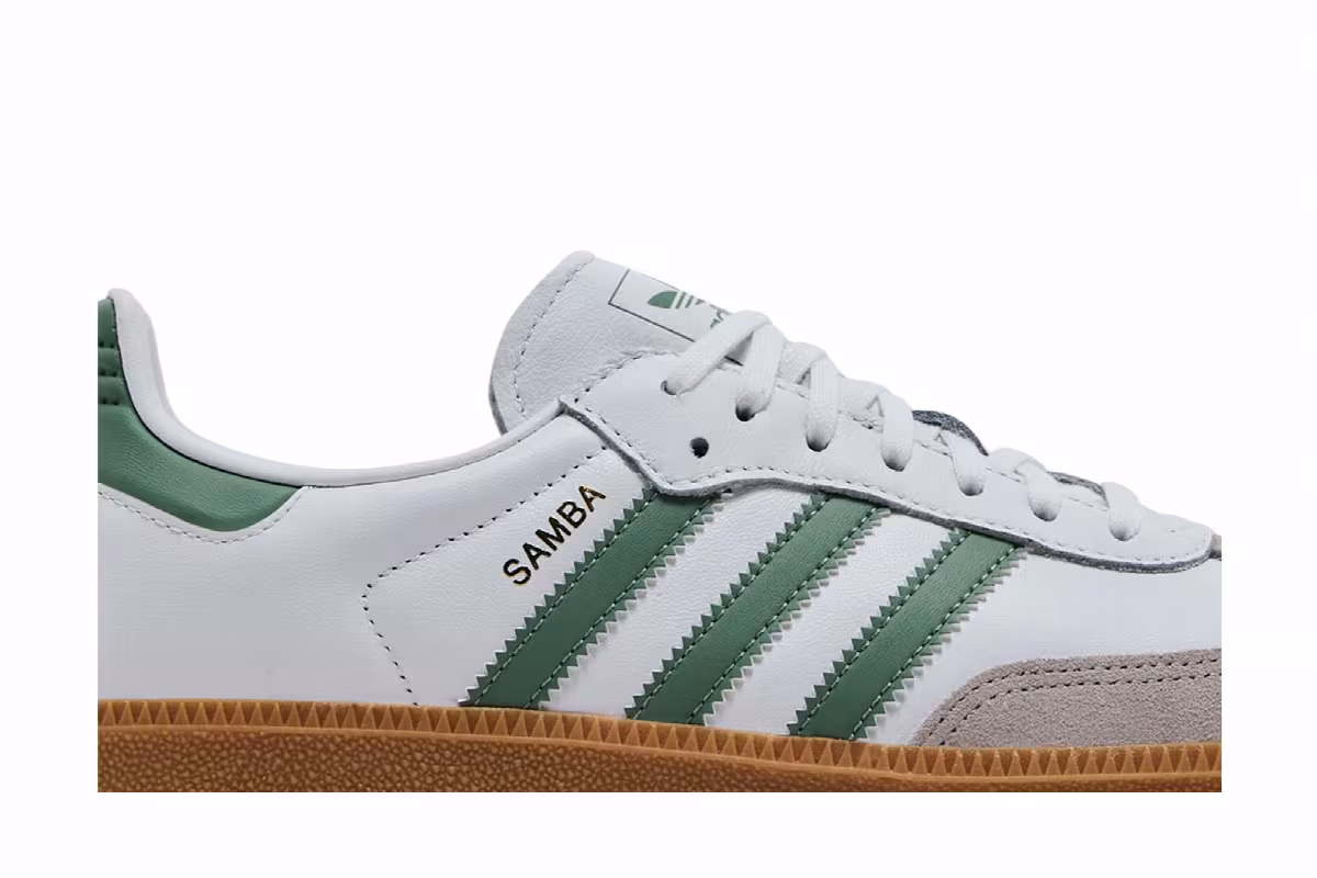 adidas Samba OG J White Silver Green, view 3