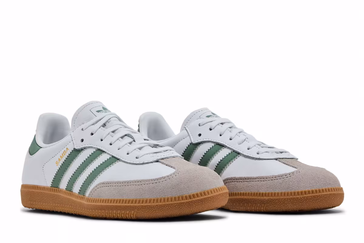 adidas Samba OG J White Silver Green, view 9