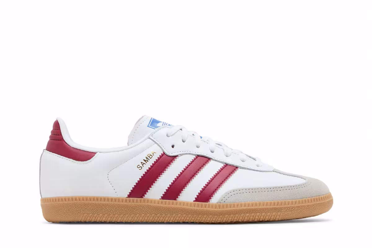 adidas Samba OG J White Collegiate Burgundy Gum, view 2