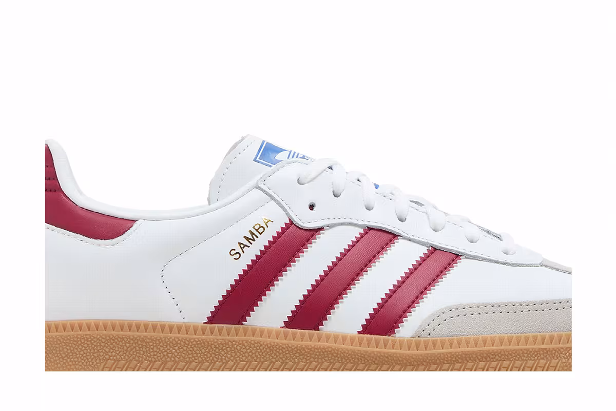 adidas Samba OG J White Collegiate Burgundy Gum, view 3