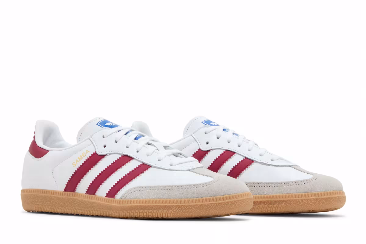 adidas Samba OG J White Collegiate Burgundy Gum, view 9
