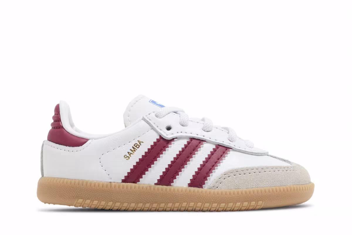 adidas Samba OG I White Collegiate Burgundy Gum, view 2