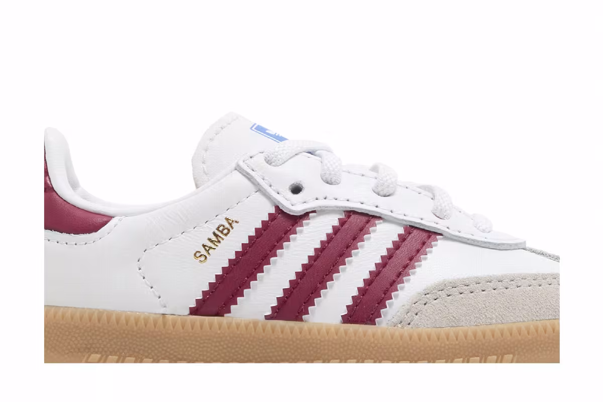adidas Samba OG I White Collegiate Burgundy Gum, view 3