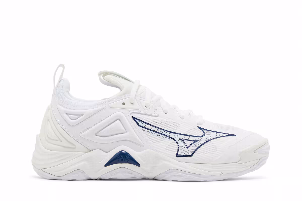 Mizuno Women's Wave Momentum 3 White Navy, view 2