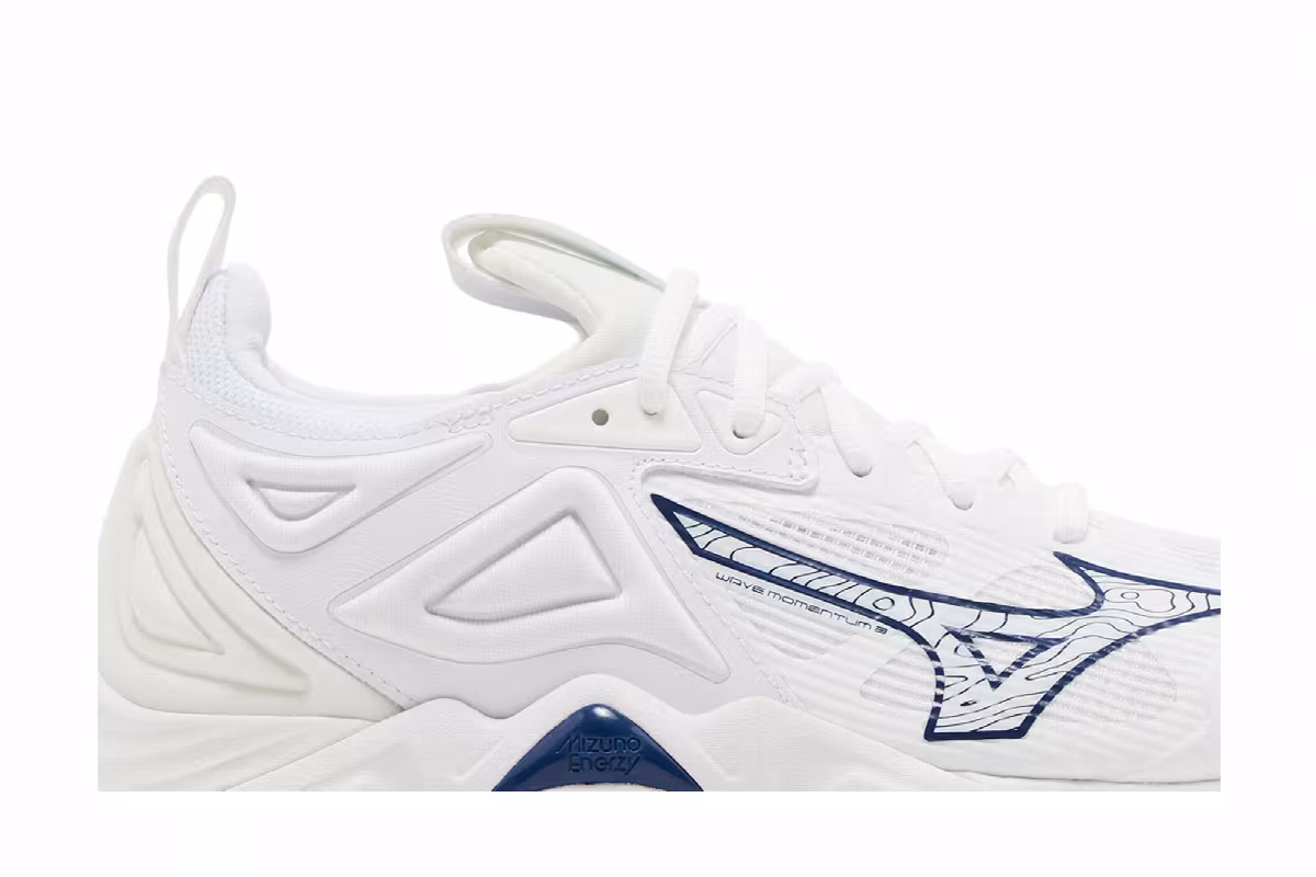 Mizuno Women's Wave Momentum 3 White Navy, view 3