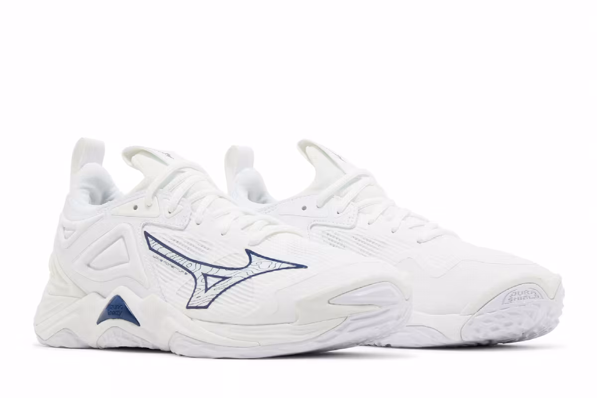 Mizuno Women's Wave Momentum 3 White Navy, view 9