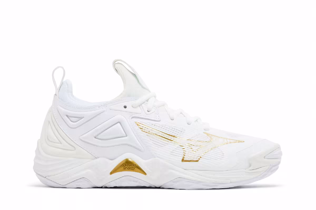 Mizuno Women's Wave Momentum 3 White Gold, view 2
