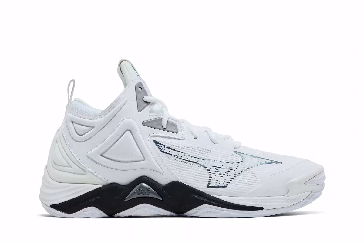 Mizuno Wave Momentum 3 Mid White Black, view 2