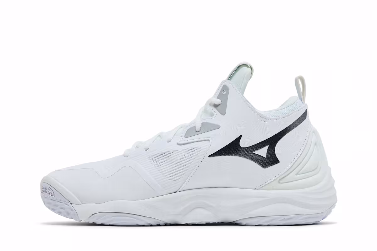 Mizuno Wave Momentum 3 Mid White Black, view 4