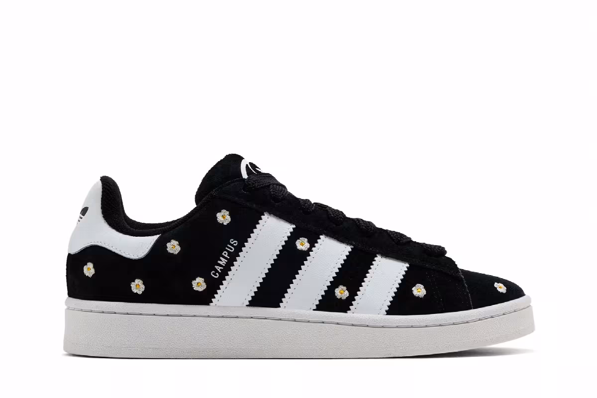 adidas Women's Campus 00s Black White Floral Embroidery, view 2
