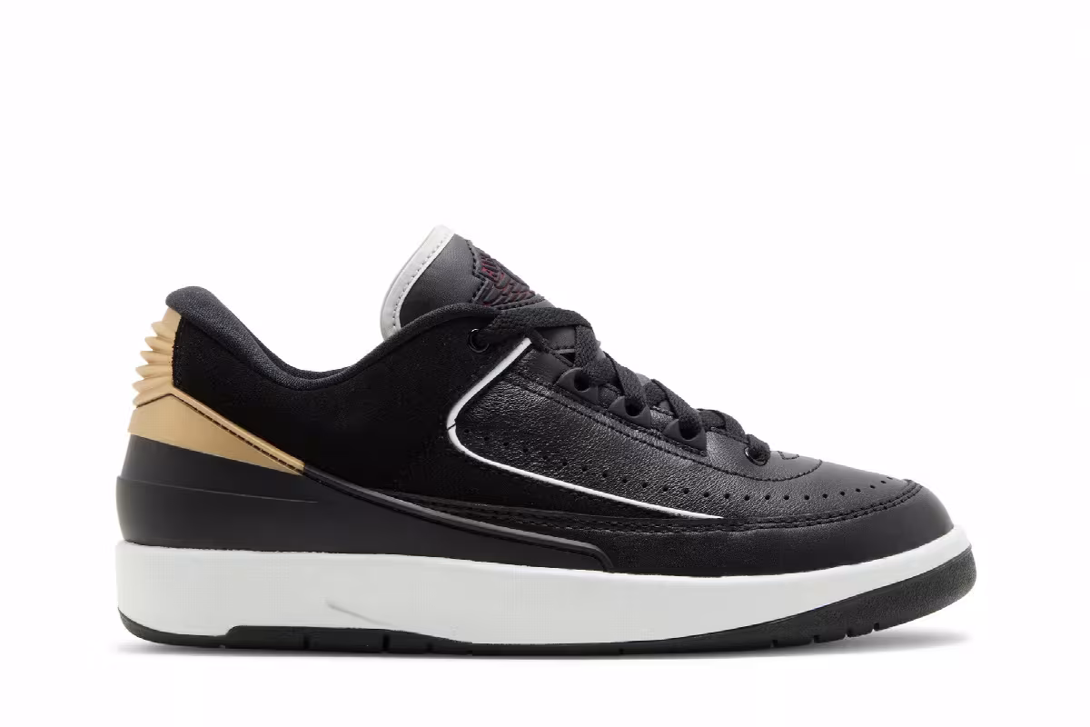 Women's Air Jordan 2 Low Black Metallic Gold, view 2