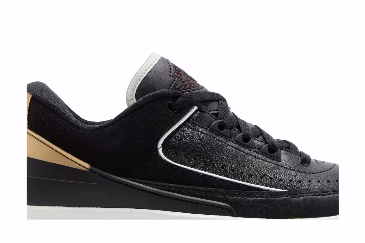 Women's Air Jordan 2 Low Black Metallic Gold, view 3