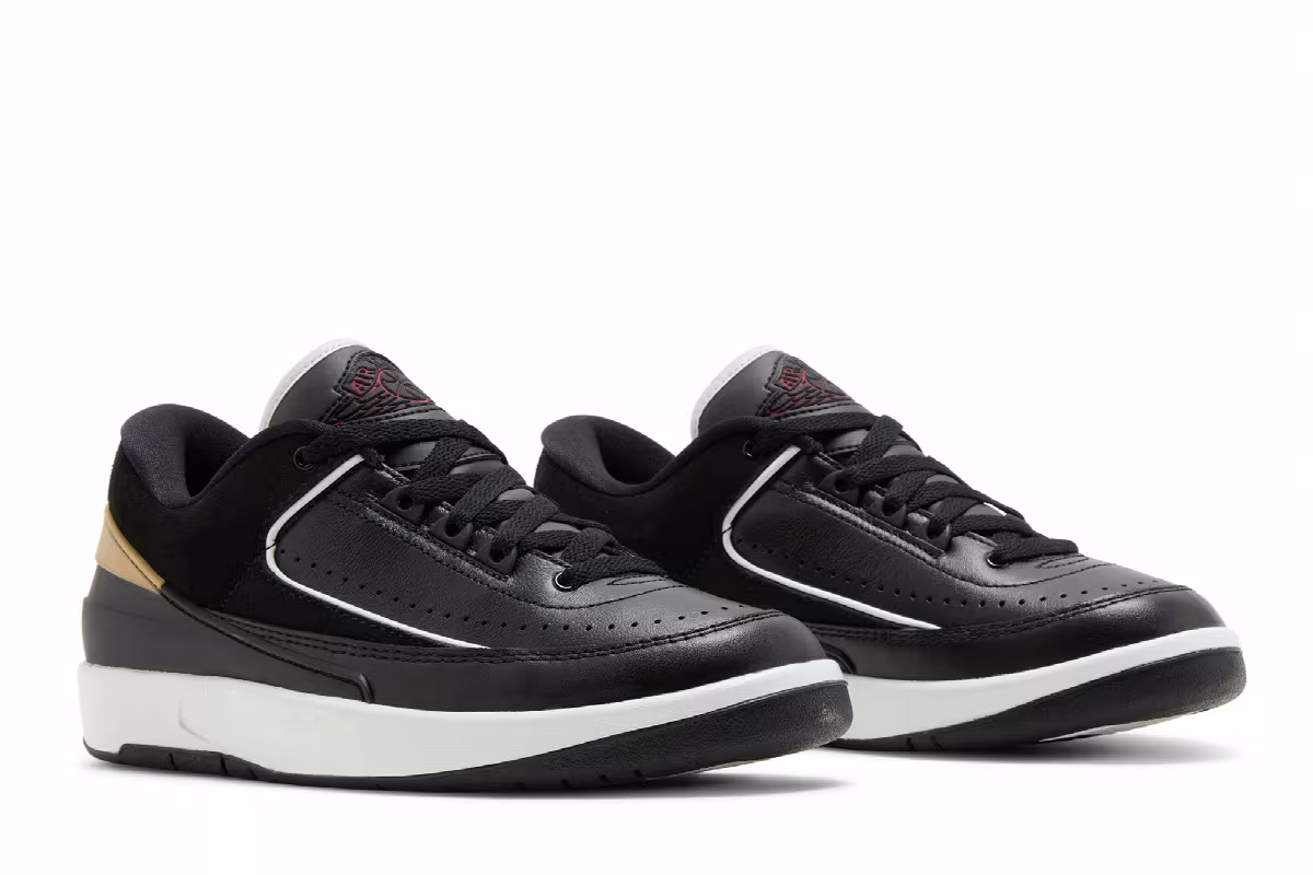 Women's Air Jordan 2 Low Black Metallic Gold, view 9