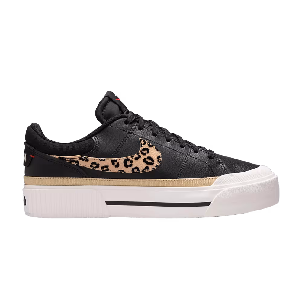 Nike Women's Court Legacy Lift Leopard Print Swoosh