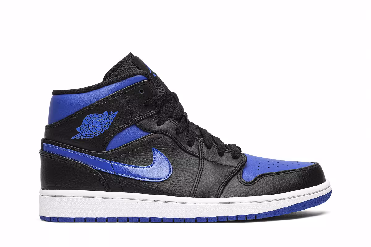 Air Jordan 1 Mid Black Hyper Royal, view 2