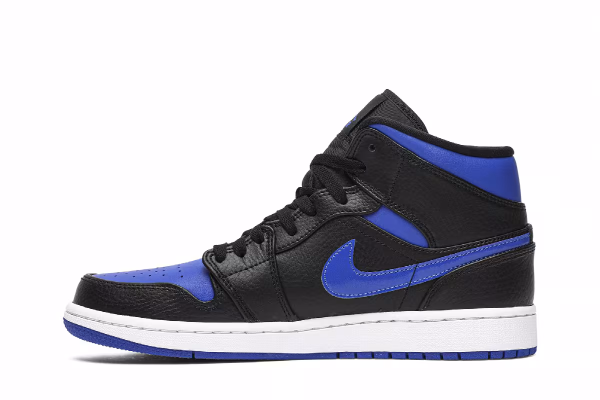 Air Jordan 1 Mid Black Hyper Royal, view 4