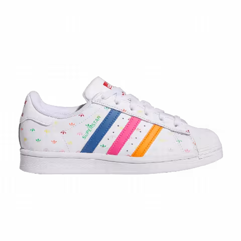 Adidas Superstar J 'Allover Trefoild Print - White Magenta Orange'