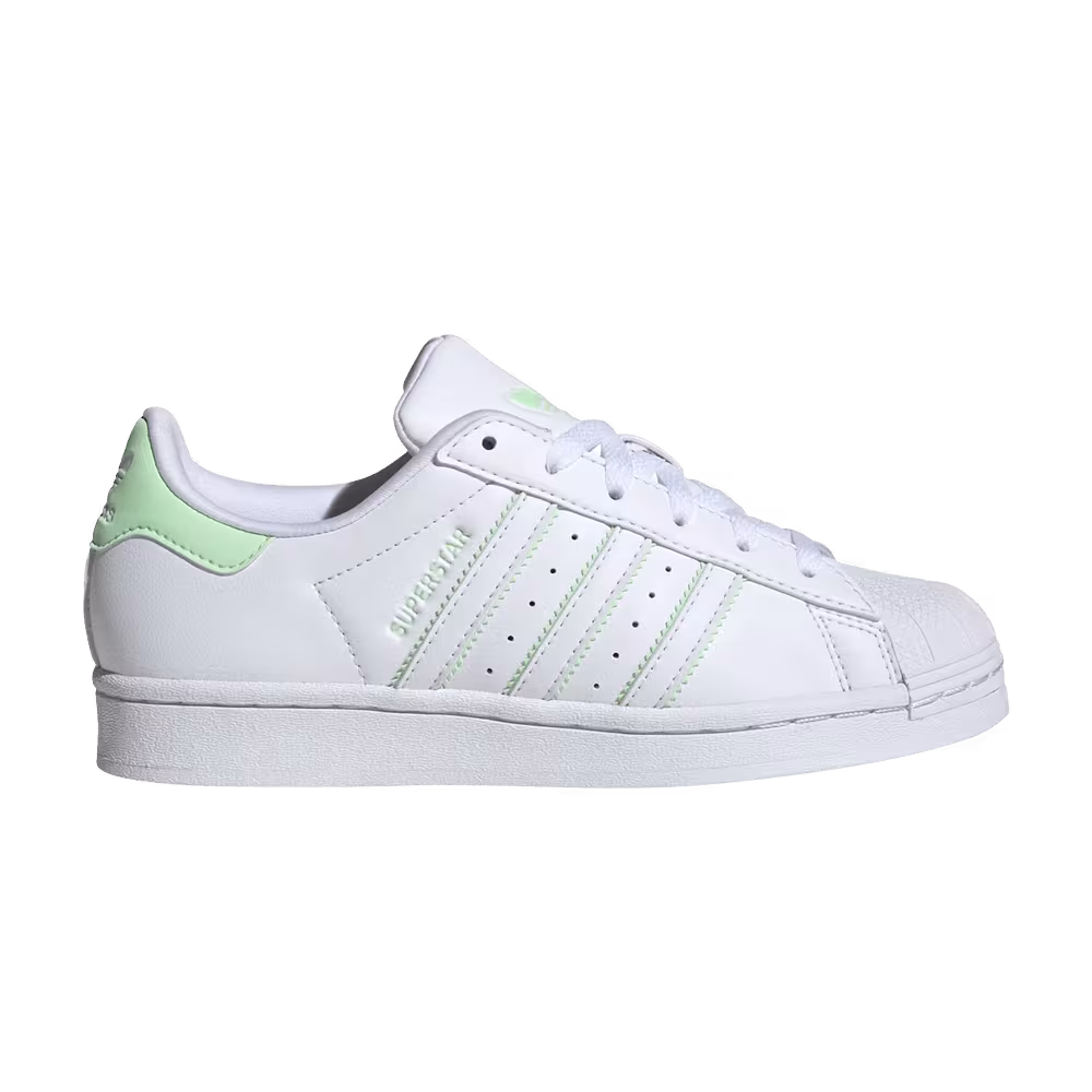 Adidas Superstar K White Semi Green Spark