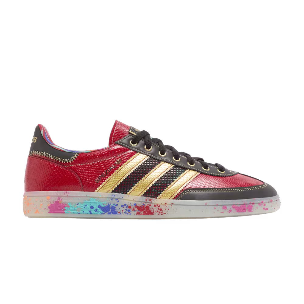 S.E.E.D. x adidas Handball Spezial Scarlet Gold Paint Splatter