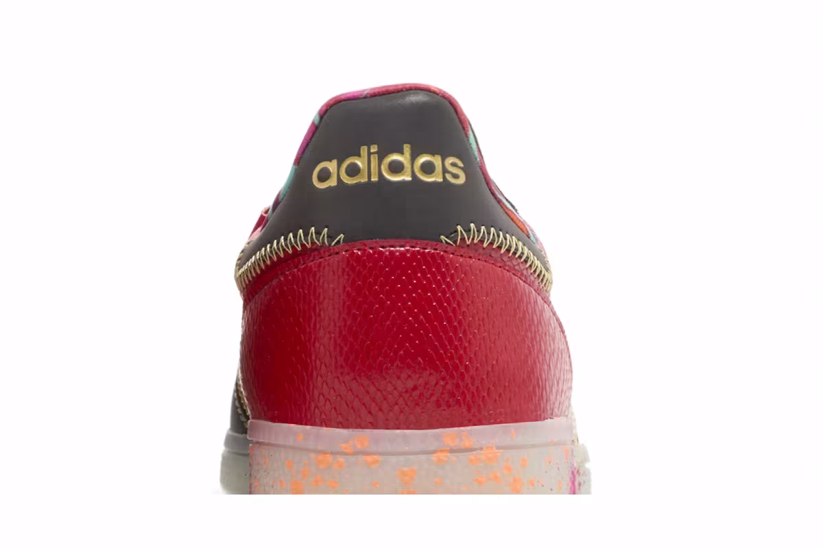 S.E.E.D. x adidas Handball Spezial Scarlet Gold Paint Splatter, view 8