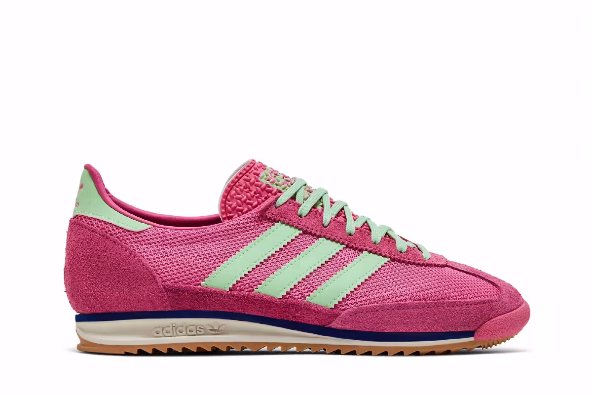 adidas Women's SL72 OG Pink Fusion Green Spark, view 2
