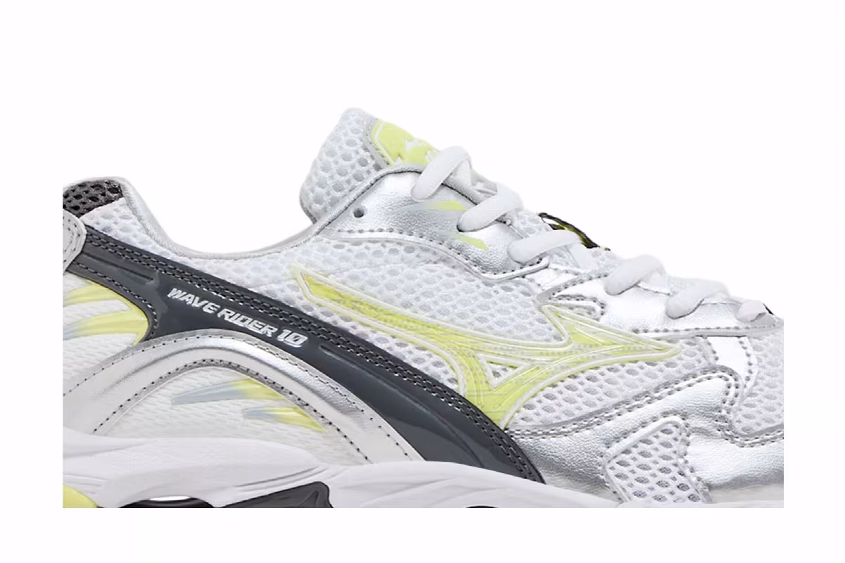 Mizuno Wave Rider 10 White Sunny Lime, view 3
