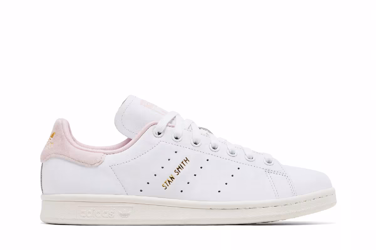 adidas Women's Stan Smith White Velvet Sandy Pink, view 2