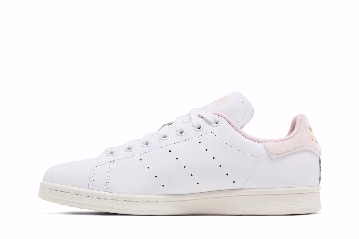 adidas Women's Stan Smith White Velvet Sandy Pink, view 4