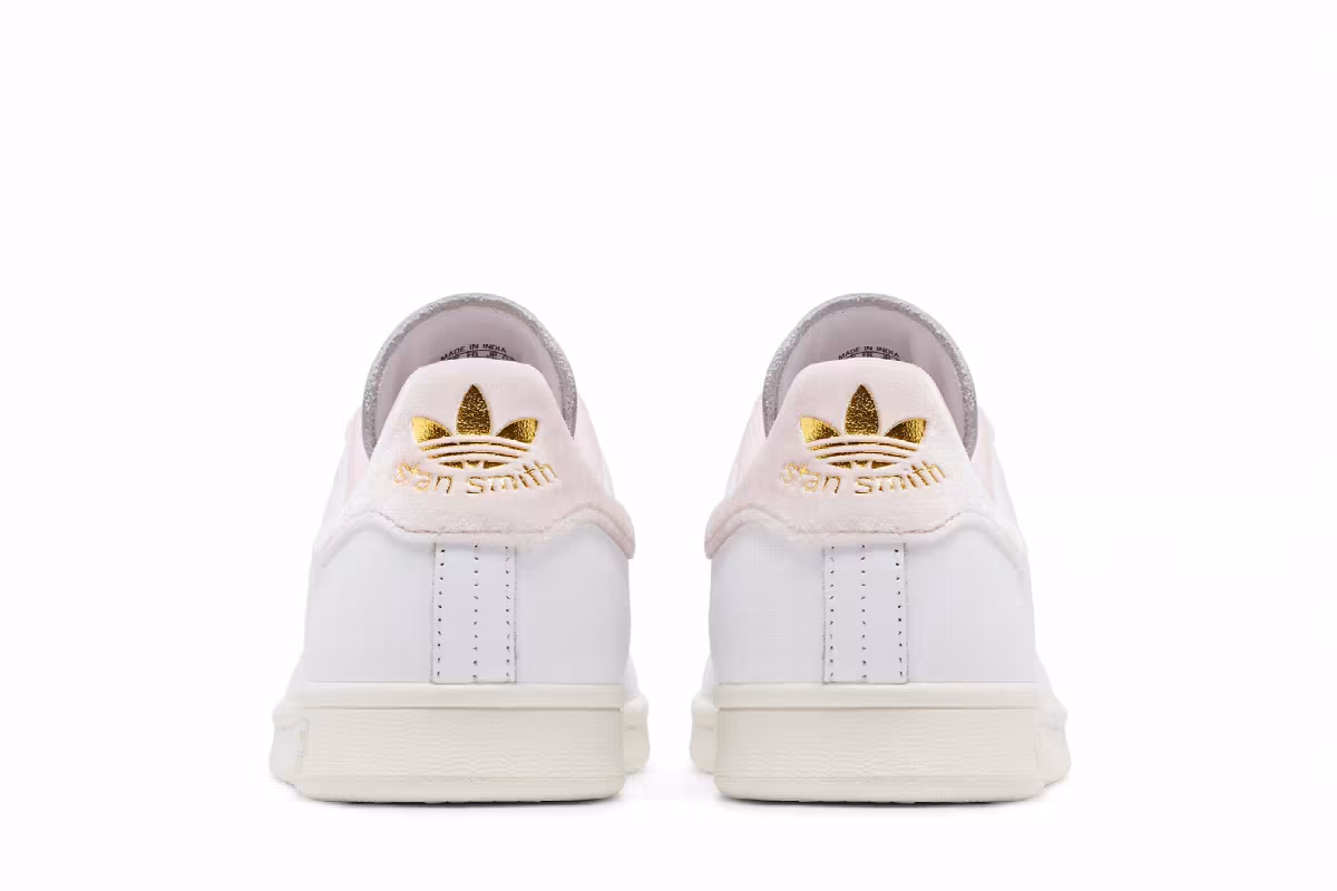 adidas Women's Stan Smith White Velvet Sandy Pink, view 7