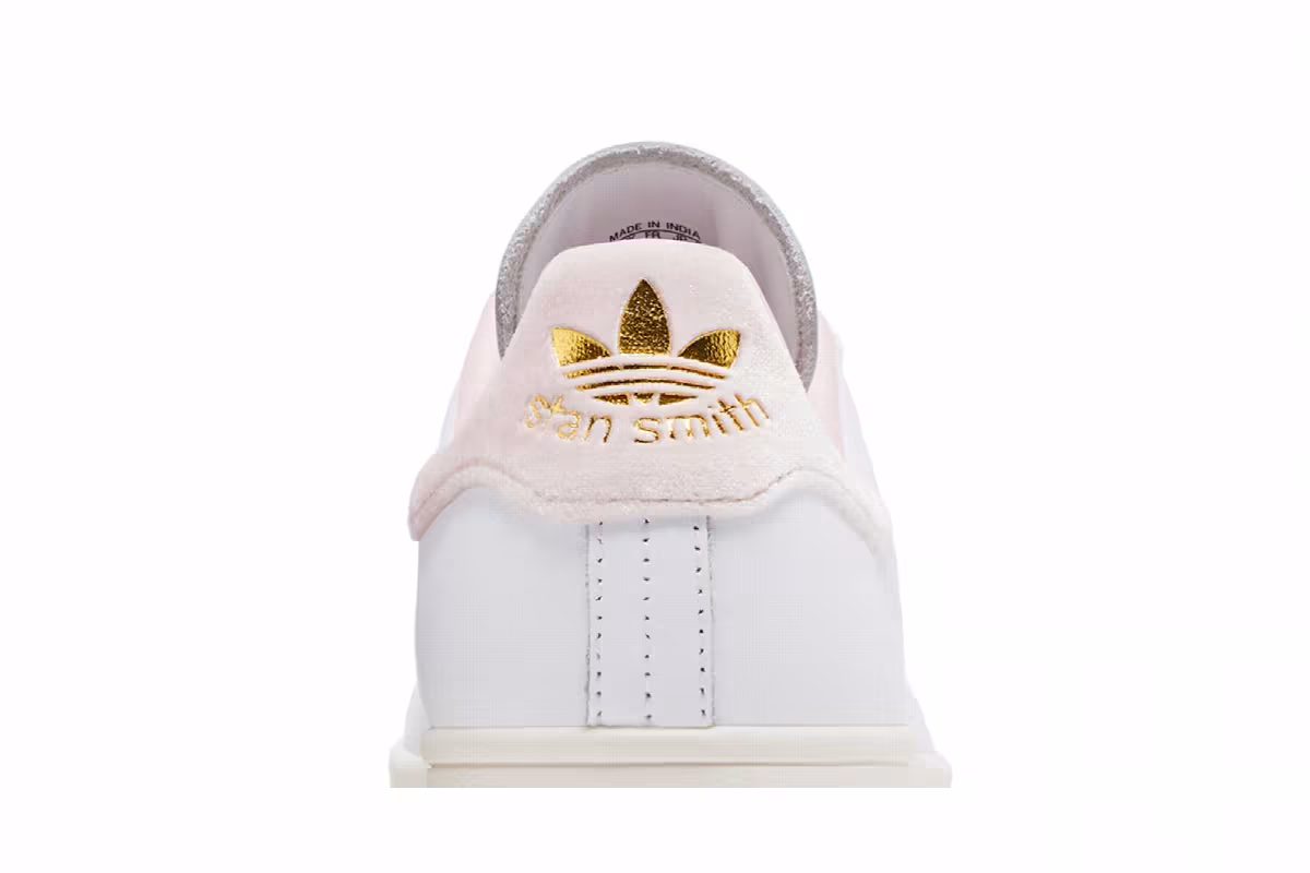 adidas Women's Stan Smith White Velvet Sandy Pink, view 8