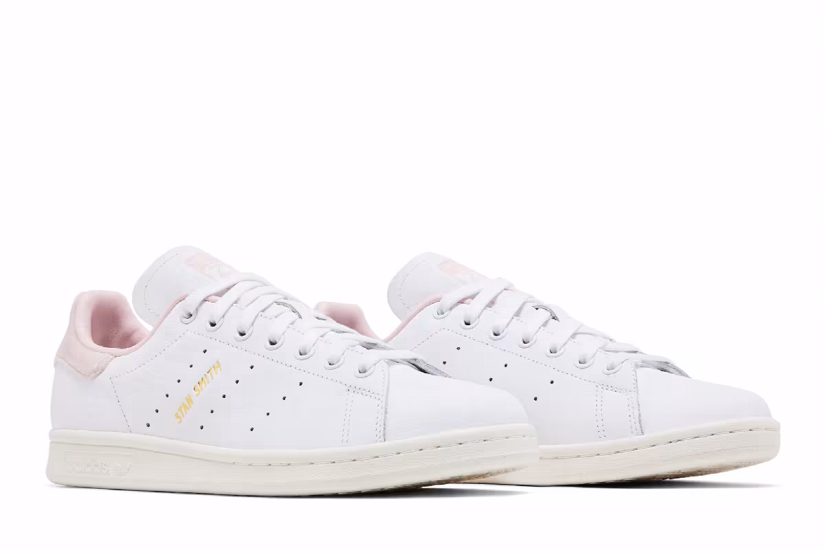 adidas Women's Stan Smith White Velvet Sandy Pink, view 9