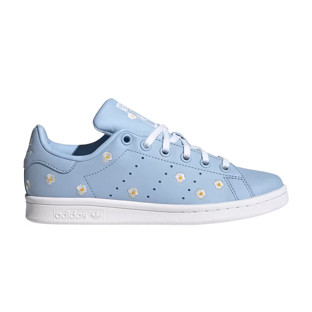 Adidas Stan Smith J Floral Embroidery - Clear Sky
