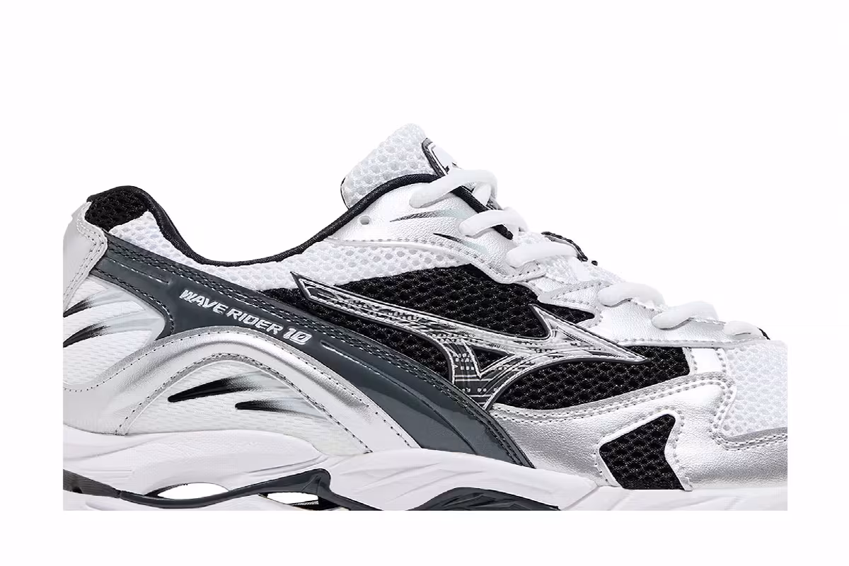 Mizuno Wave Rider 10 White Silver Black, view 3