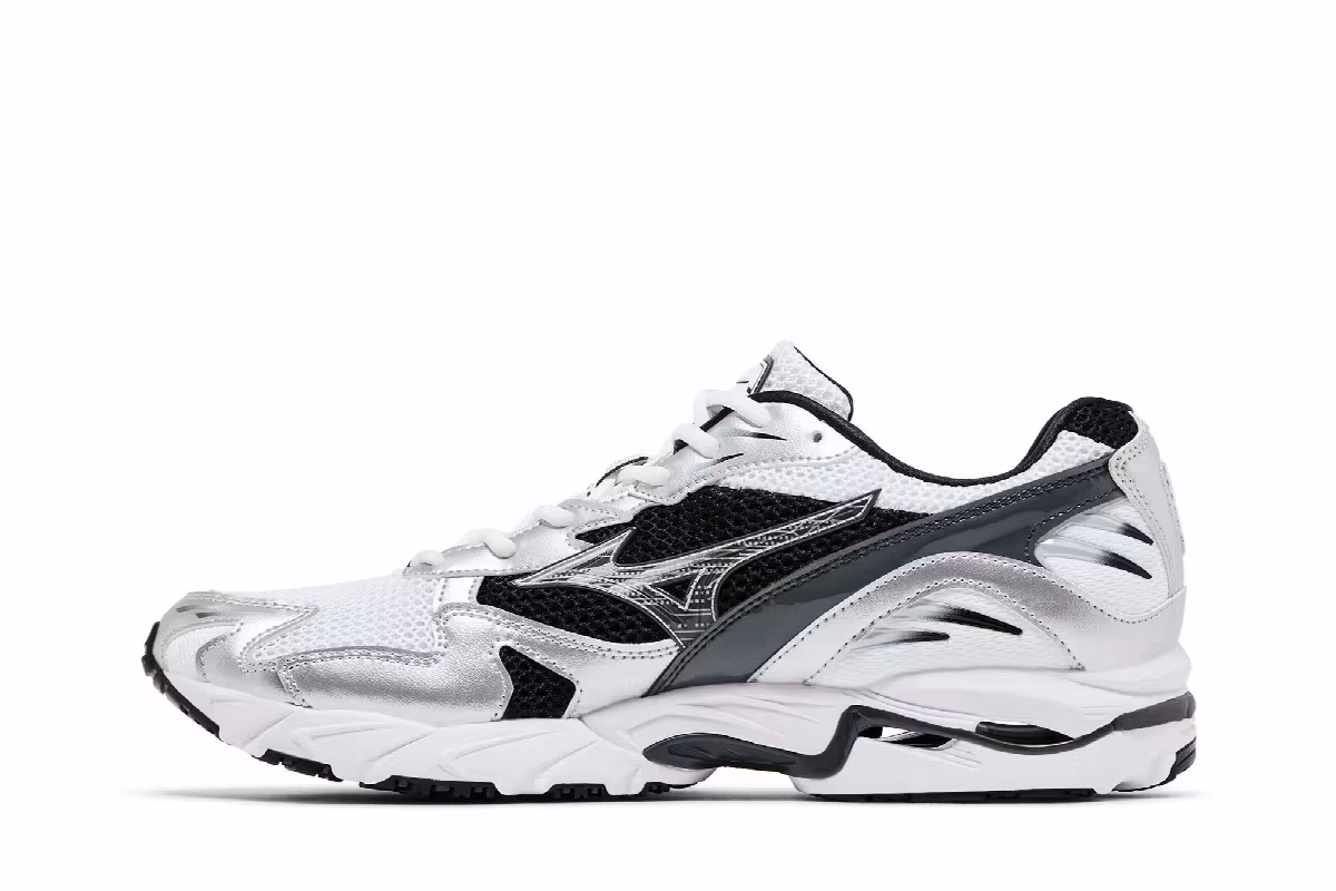 Mizuno Wave Rider 10 White Silver Black, view 4