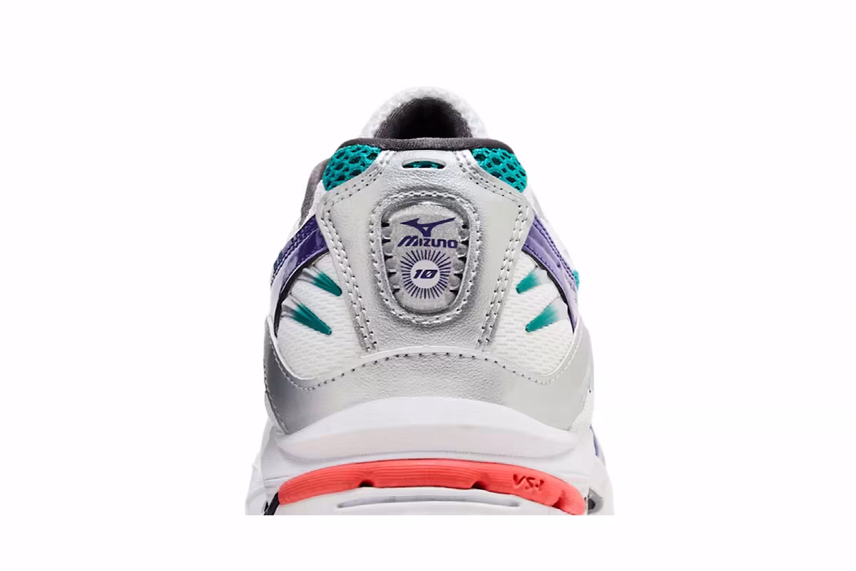 Mizuno Wave Rider 10 White Silver Teal Blue, view 8