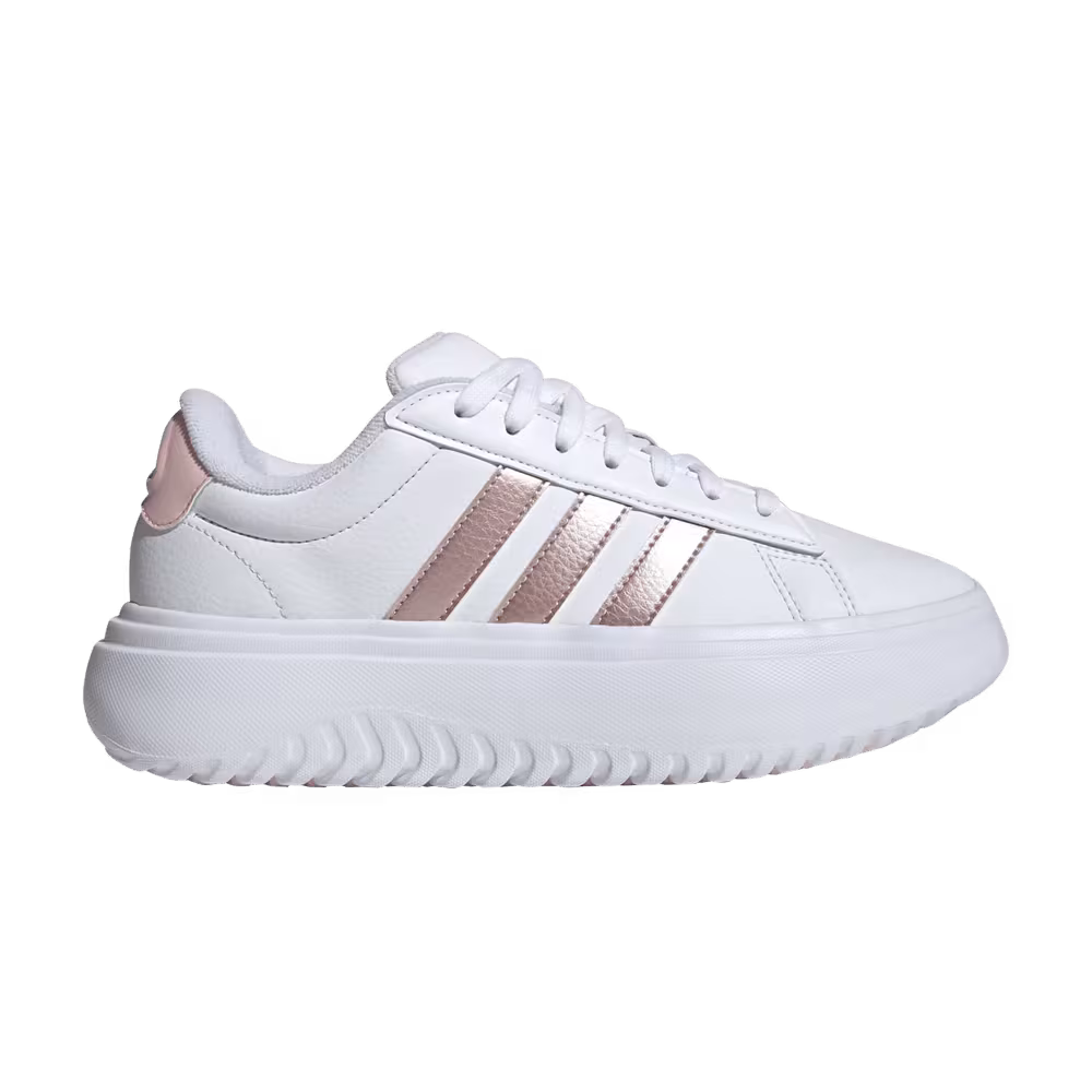 Adidas Women's Grand Court Platform White Sandy Pink Metallic