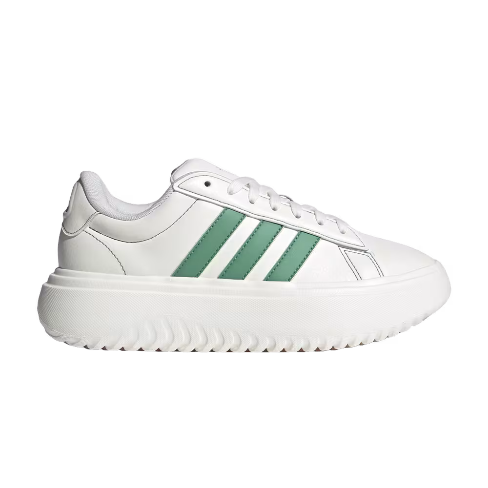 Adidas Women's Grand Court Platform White Preloved Green