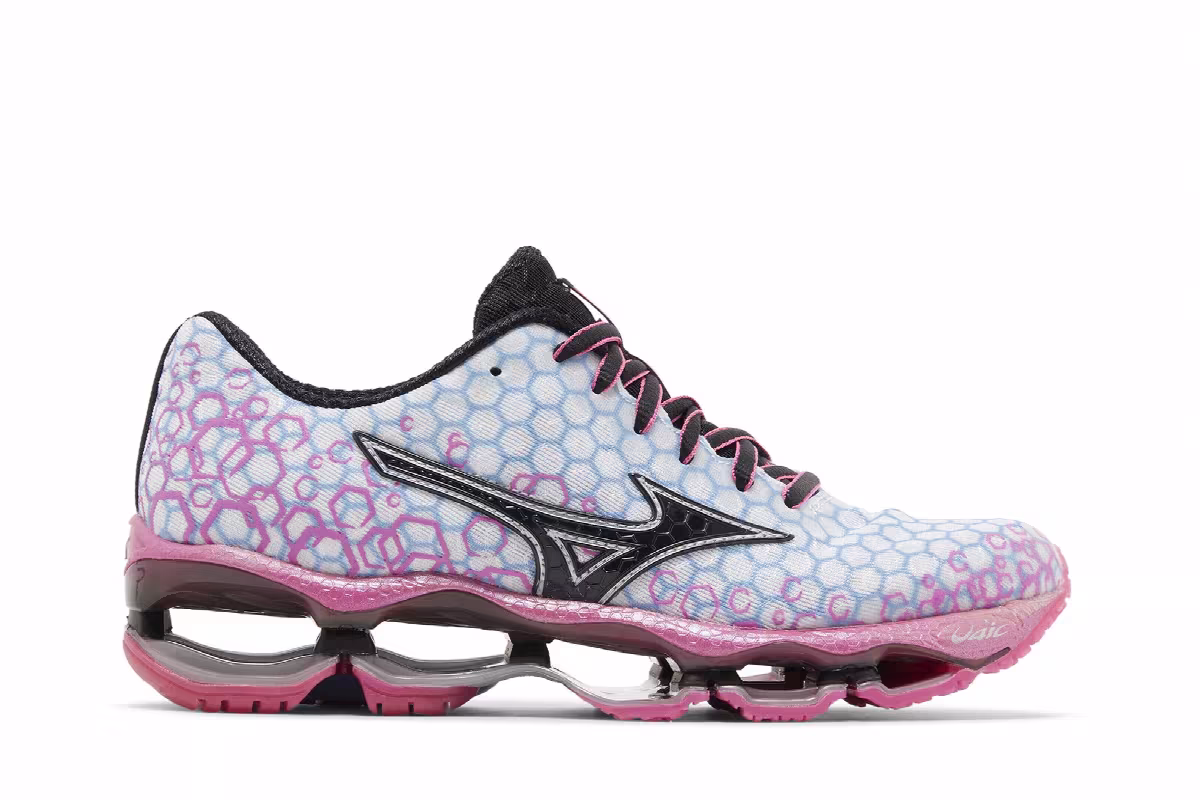 Mizuno Women's Wave Prophecy 3 White Pink, view 2
