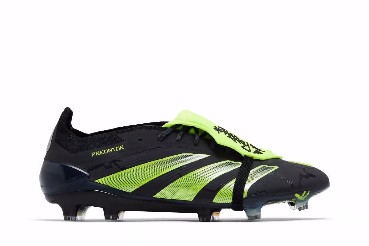 #MerkyFC x adidas Predator Elite Foldover Tongue FG Black Lucid Lemon, view 2