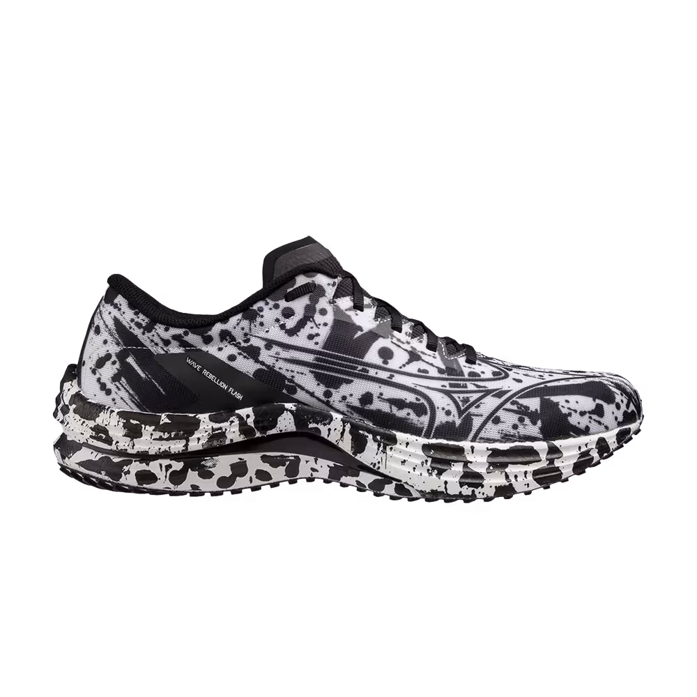 Mizuno Wave Rebellion Flash White Black Splatter