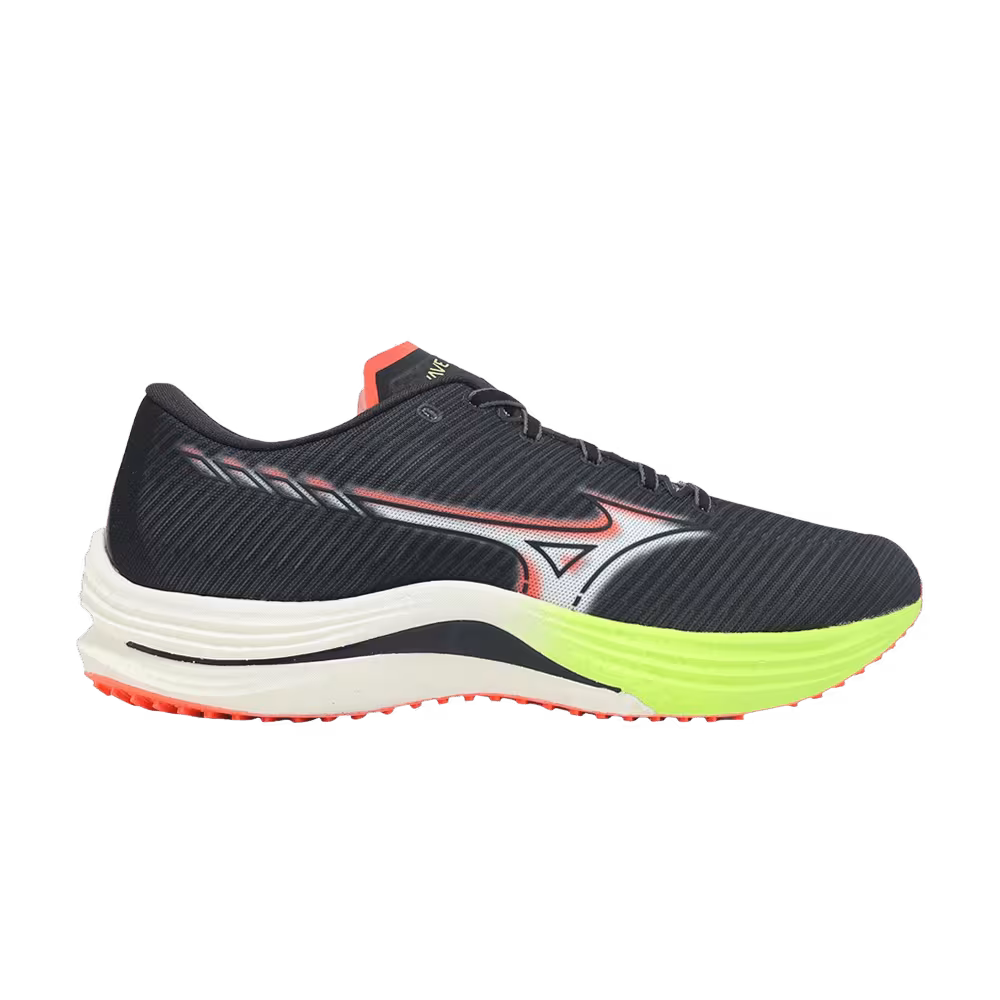 Mizuno Wave Rebellion Black White Neo Lime