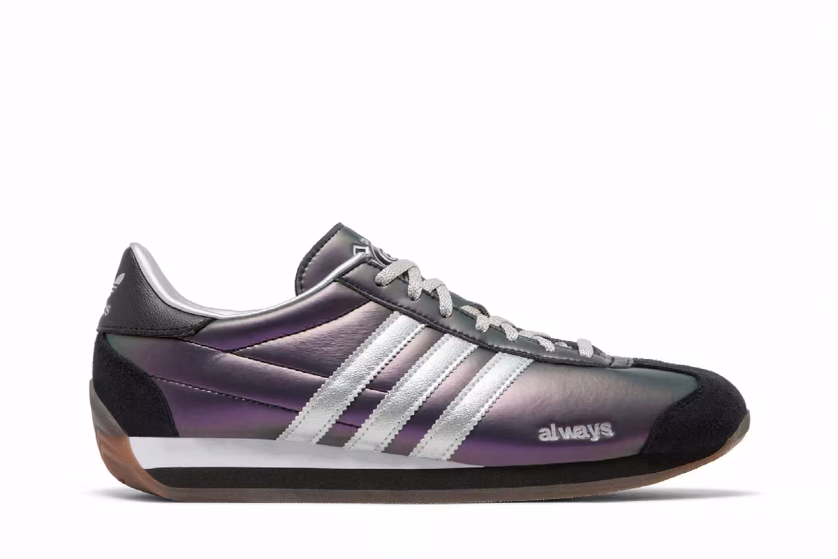 Always Do What You Should Do x adidas Country OG Purple Silver Metallic, view 2