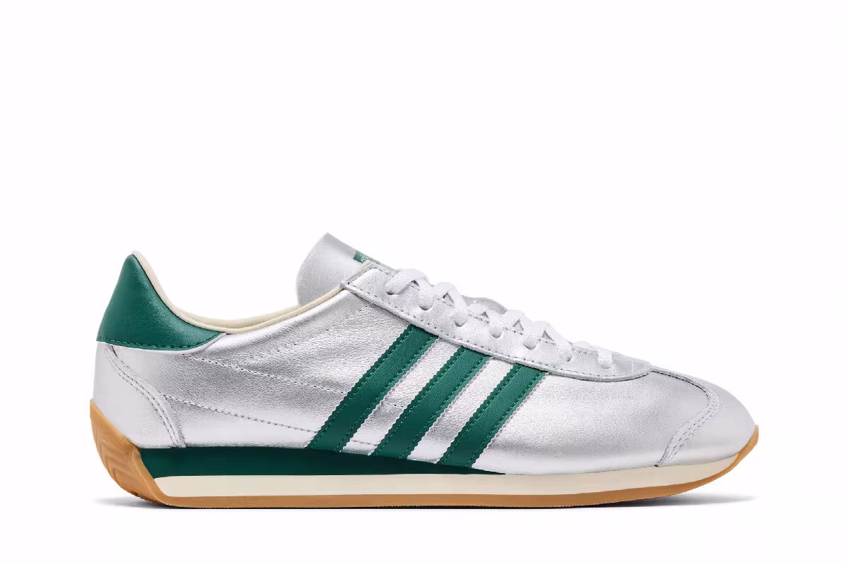 adidas Women's Country OG Silver Metallic Collegiate Green, view 2