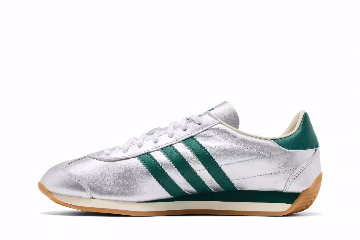 adidas Women's Country OG Silver Metallic Collegiate Green, view 4