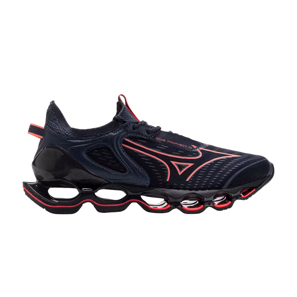 Mizuno Women's Wave Prophecy 14 Odyssey Grey Striking Coral