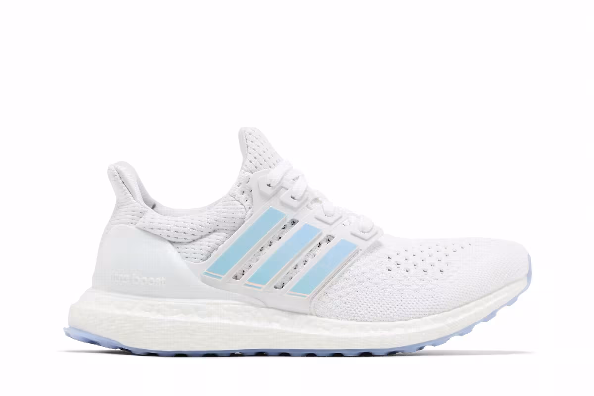 adidas Women's UltraBoost 1.0 White Blue Spark Metallic, view 2