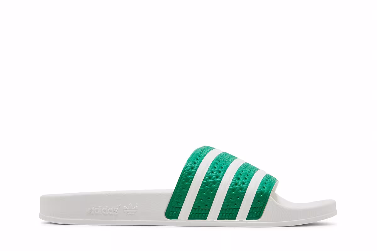 adidas Adilette Slides Green White, view 2